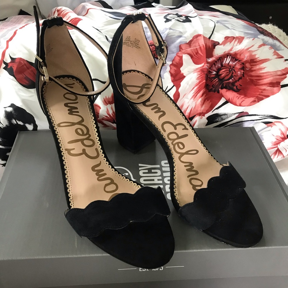Sam Edelman black suede strappy heels